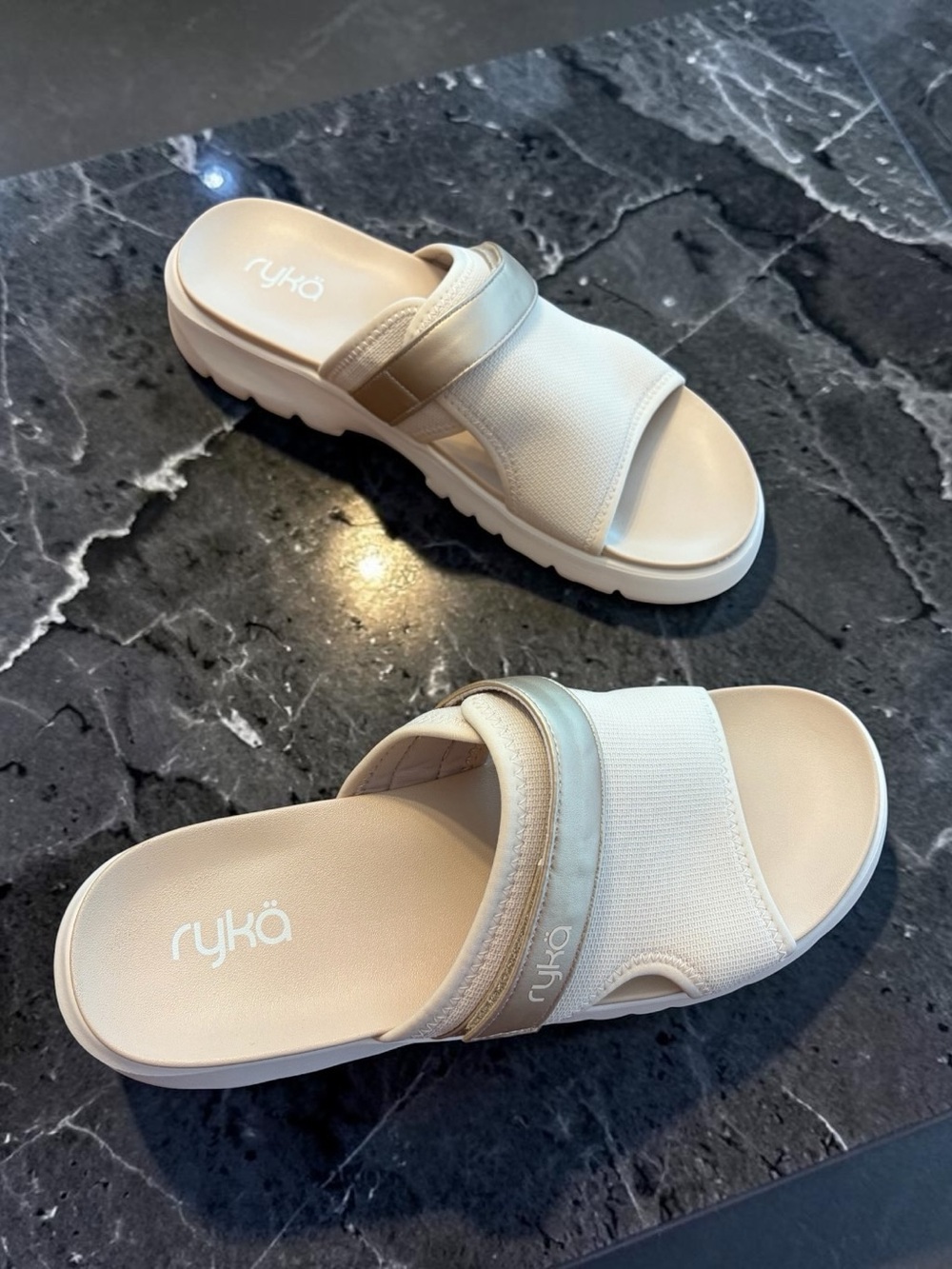 NIB Ryka Brilliant Women’s 11M Slide Sandals Tapioca Beige Comfort Athletic